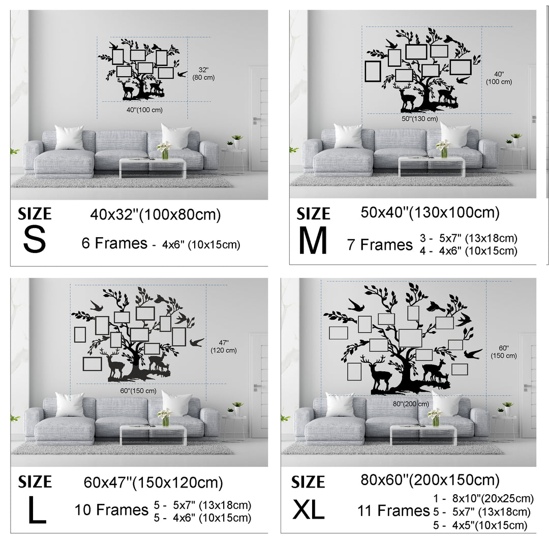 Large Wooden Family Tree Wall Art with Personalized Photo Frames - Customizable Home Décor photo №2