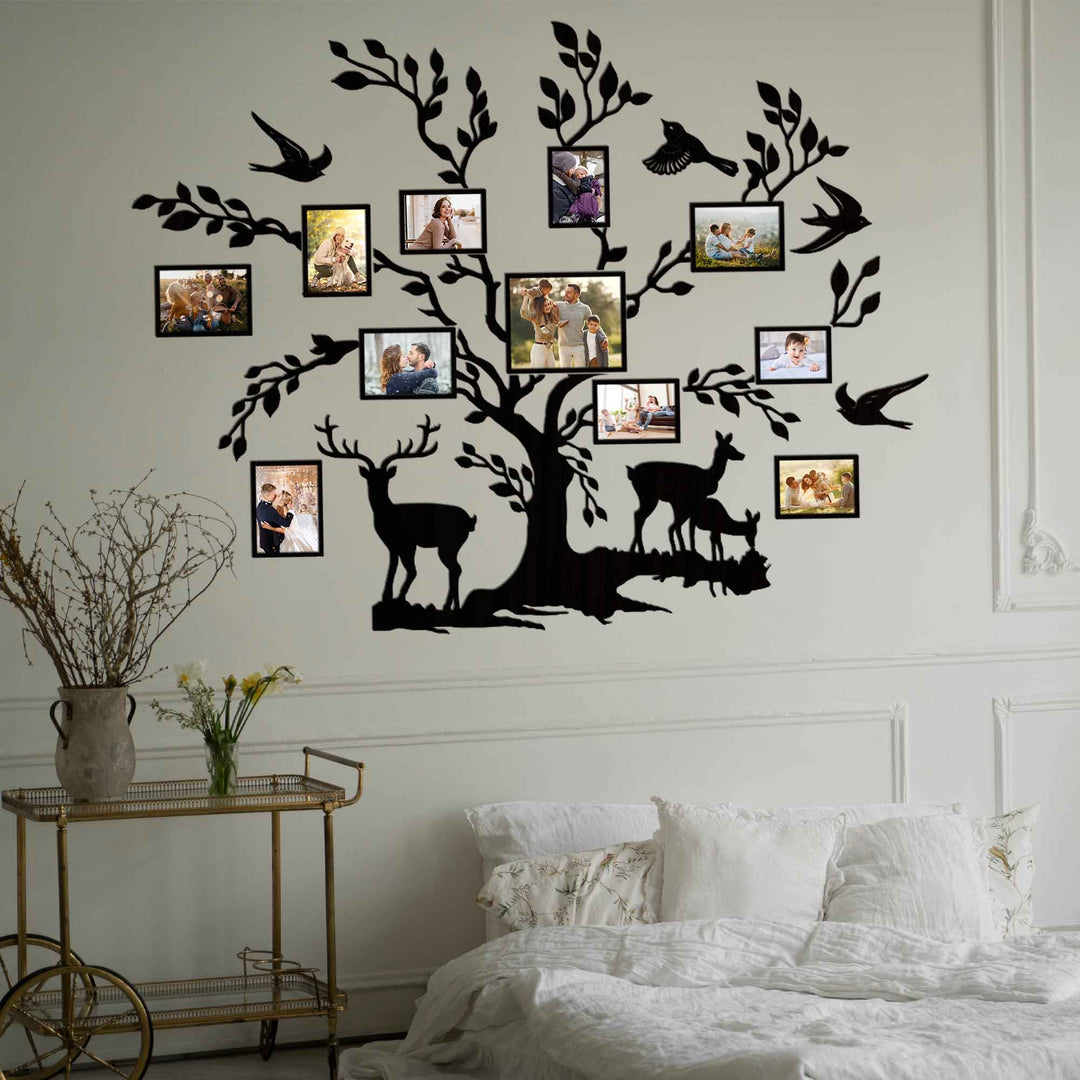 Large Wooden Family Tree Wall Art with Personalized Photo Frames - Customizable Home Décor photo №4