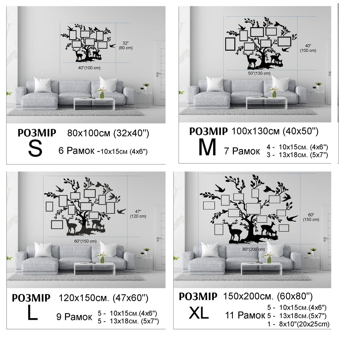 Large Wooden Family Tree Wall Art with Personalized Photo Frames - Customizable Home Décor photo №10