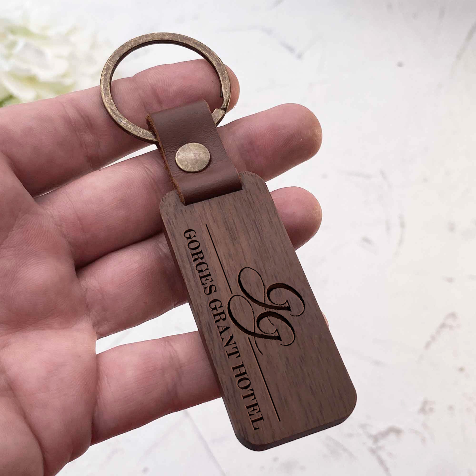 Hotel Wooden Keychain