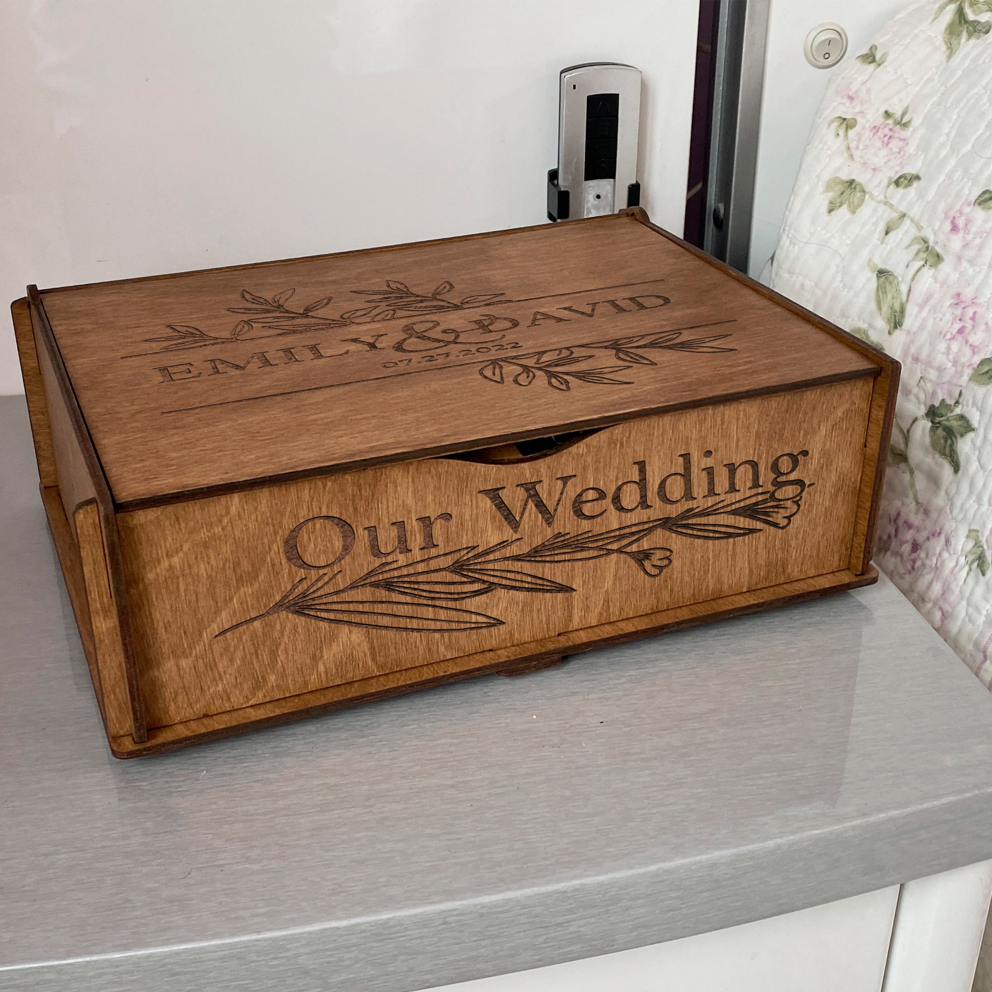 Wooden memory box Engraving Our Wedding