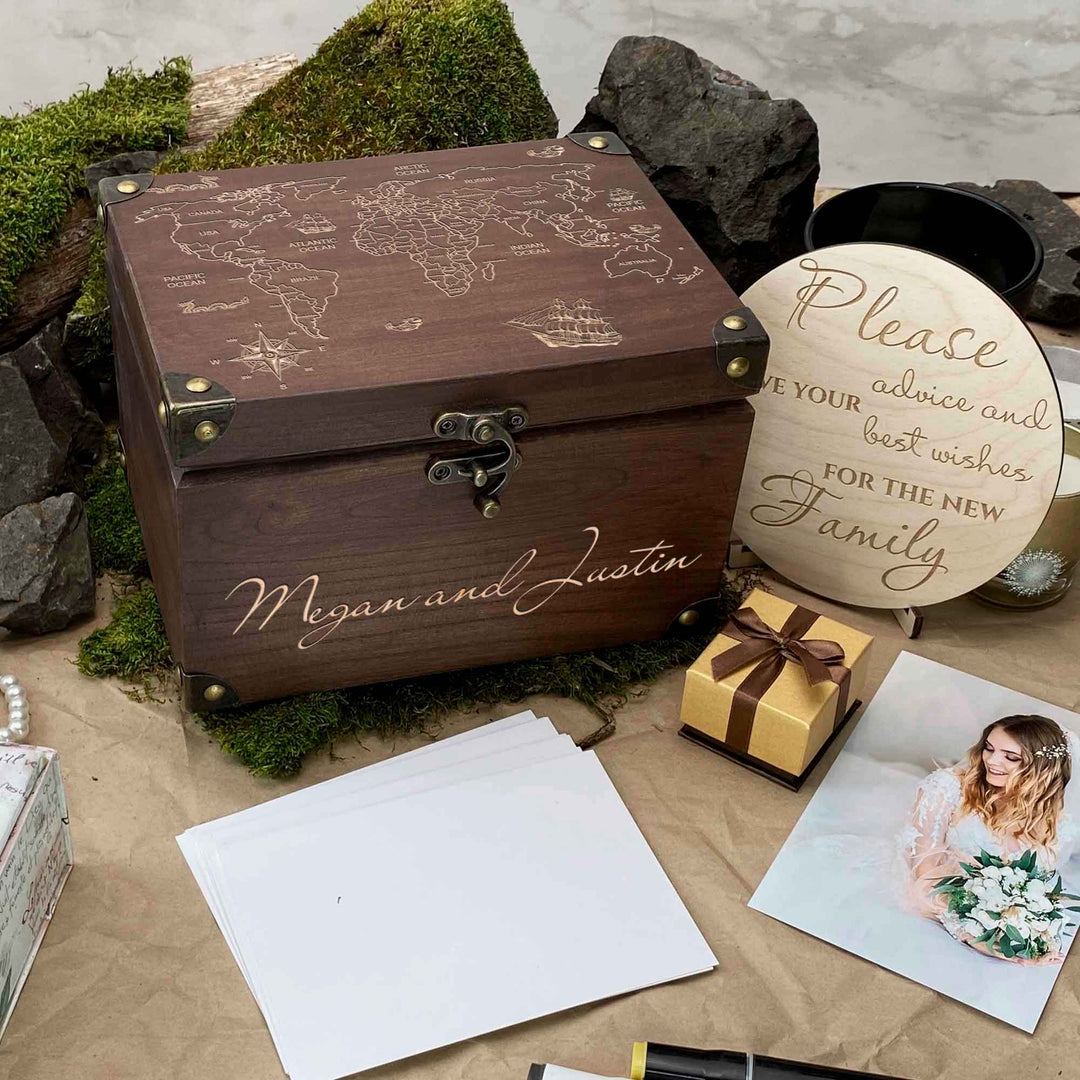 Wooden Memories Box Engraving World Map photo №10