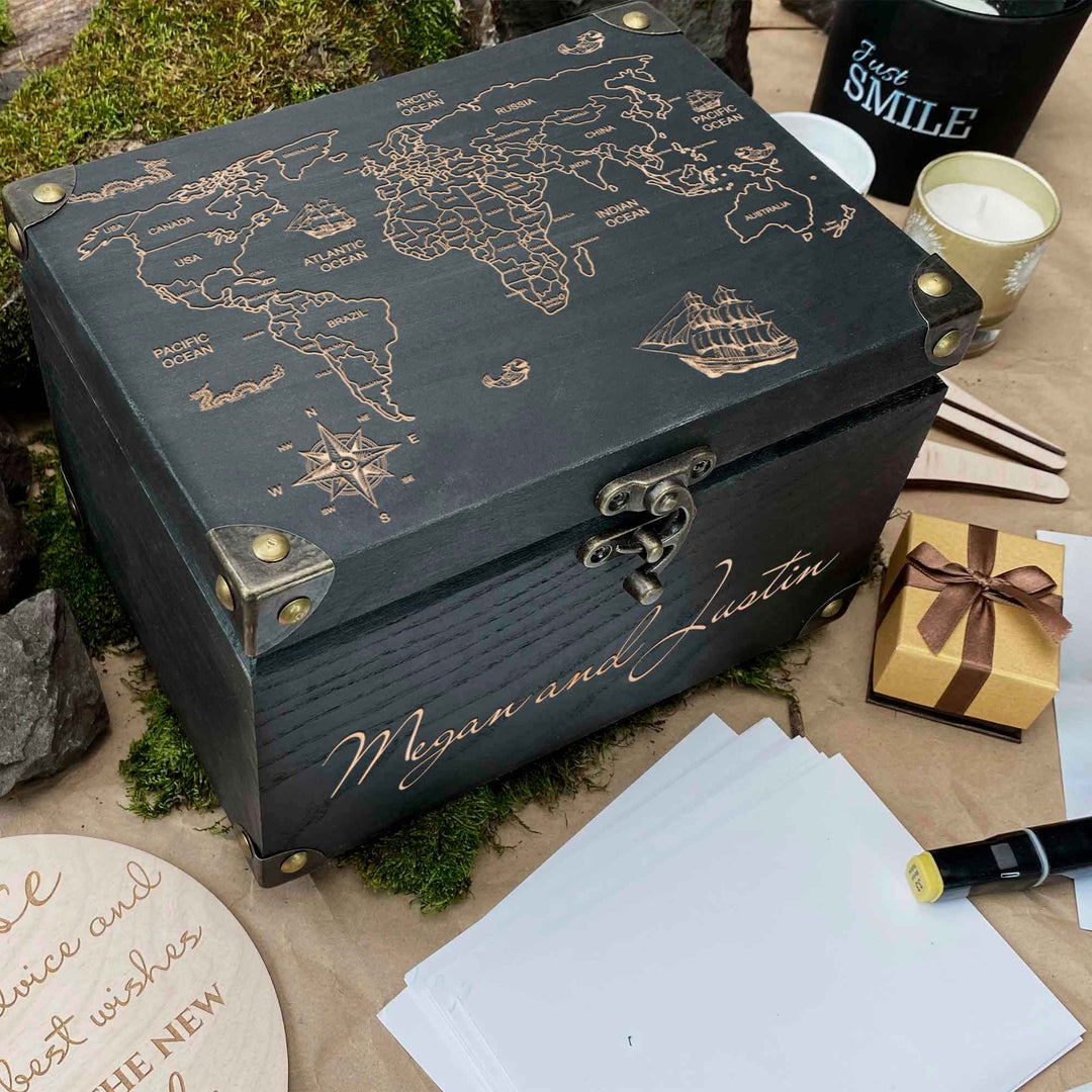 Wooden Memories Box Engraving World Map photo №11