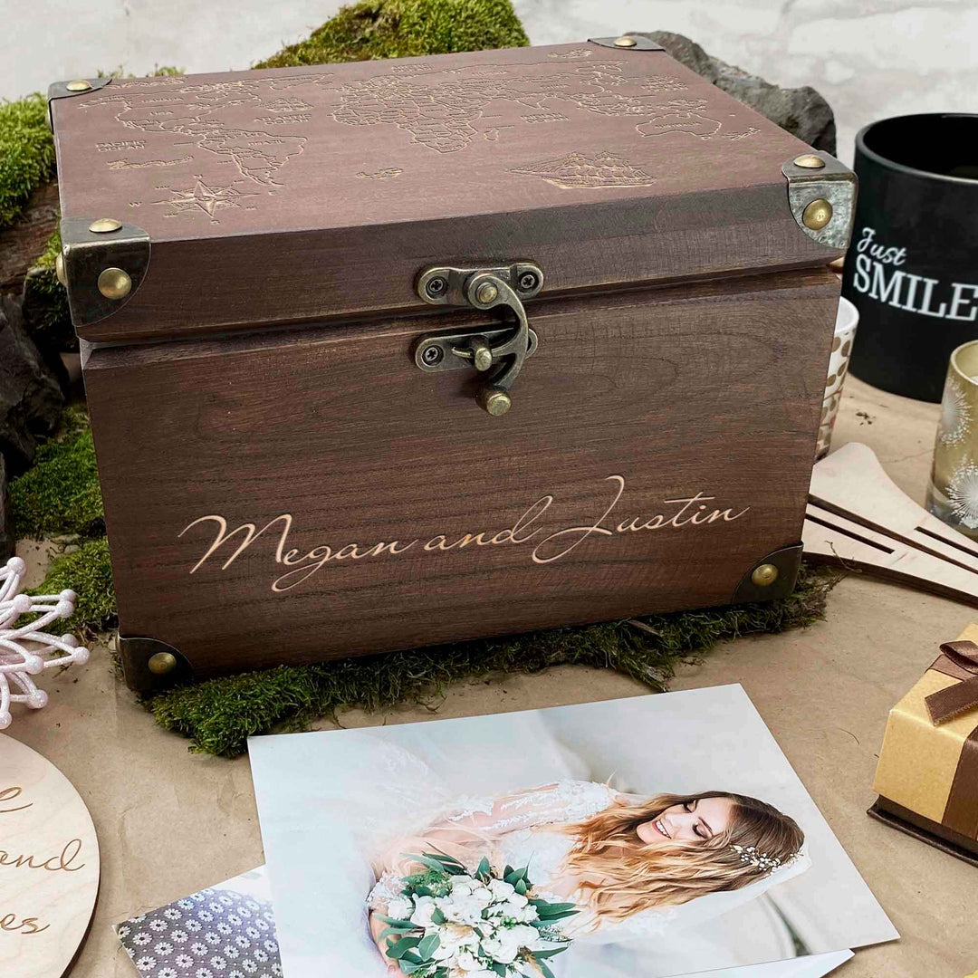 Wooden Memories Box Engraving World Map photo №12