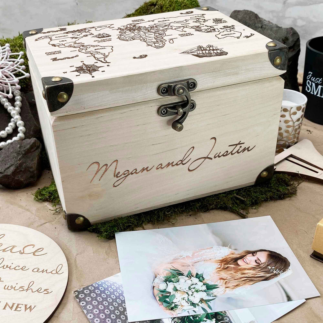 Wooden Memories Box Engraving World Map photo №2