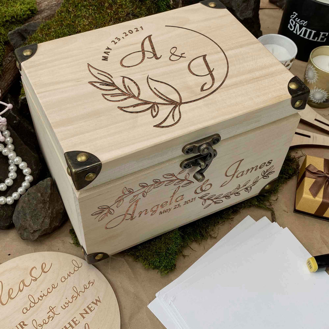 Wooden Memories Box Engraving Wedding Day photo