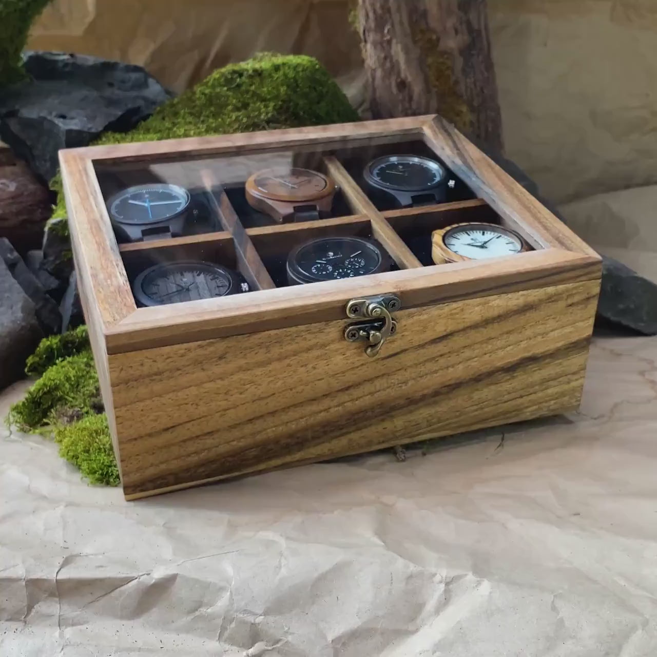 Watch box with accessory drawer - 6 Watches