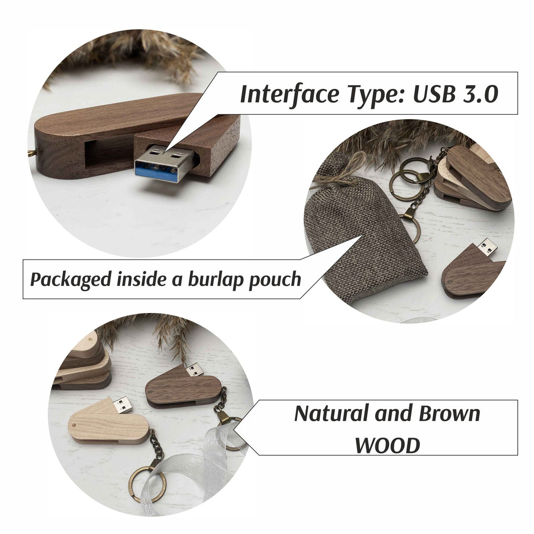 Wood USB flash drive key ring Personal engraving photo №12