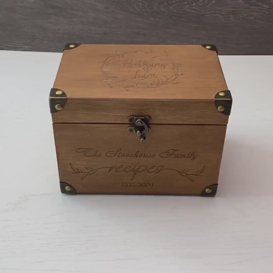 Personalized Recipe Box with Dividers and Cards Mom Recipec engraving