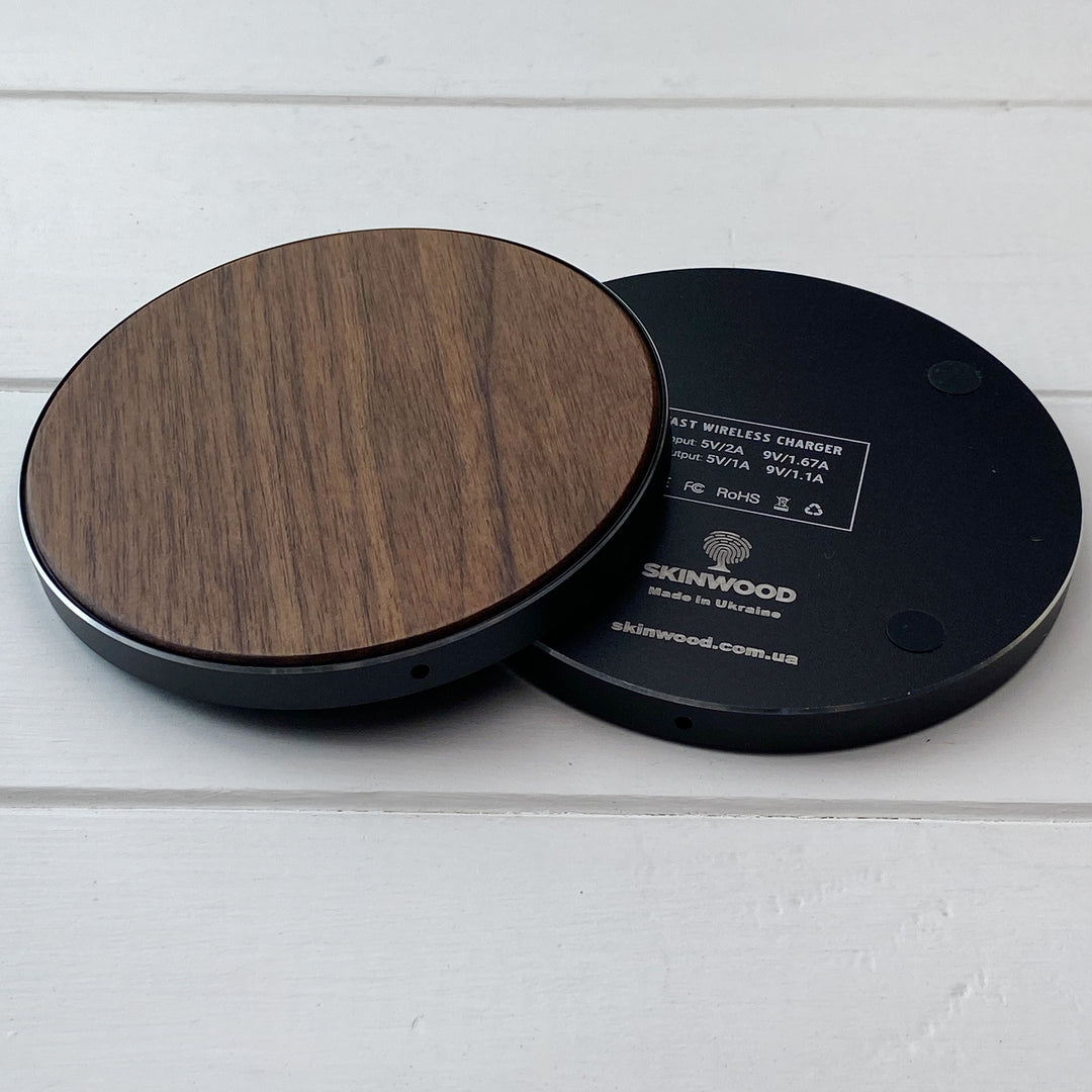Wireless Fast Charger Black (Wood Walnut) photo №7