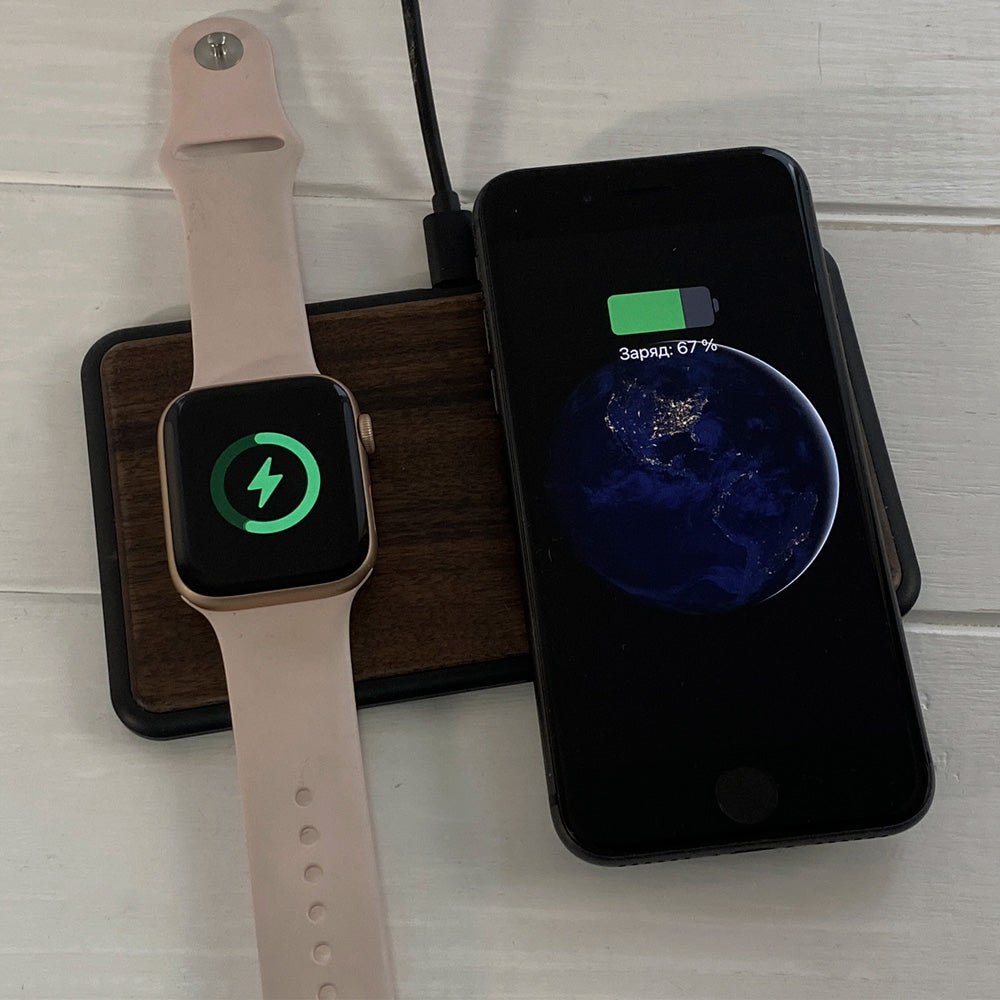 Wireless Fast Dual Charger Brown photo №3