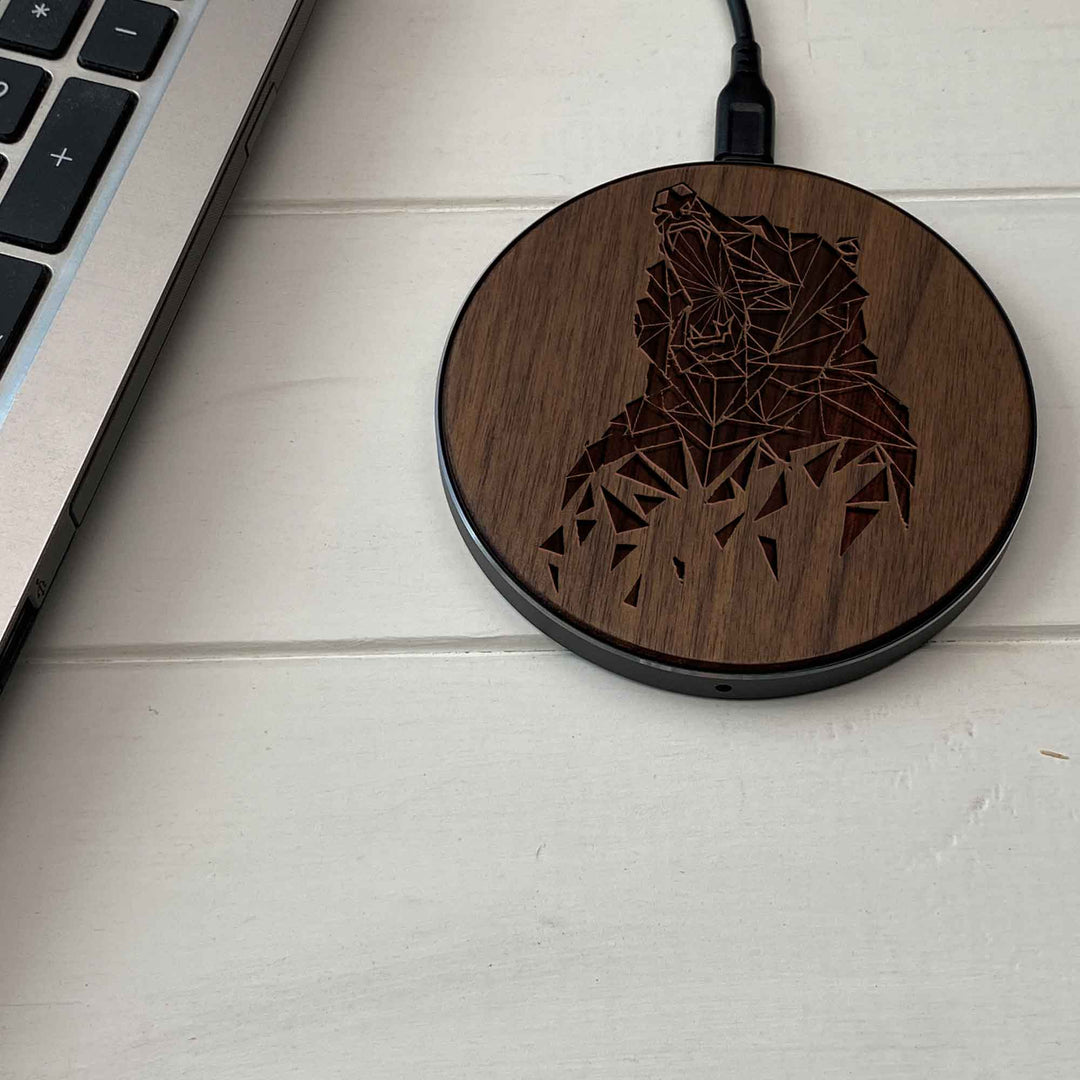 Wireless Fast Charger engraving Bear photo