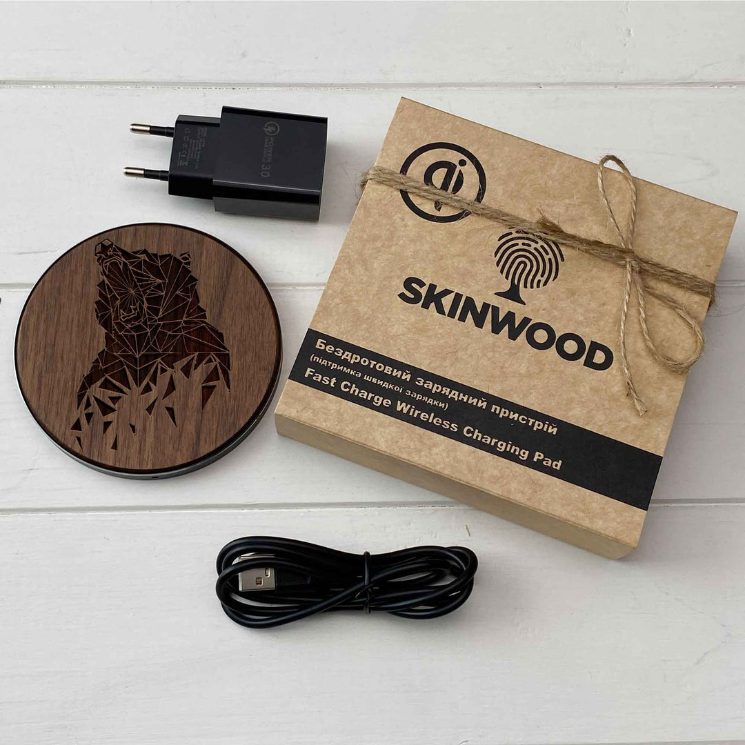 Wireless Fast Charger engraving Bear photo №9