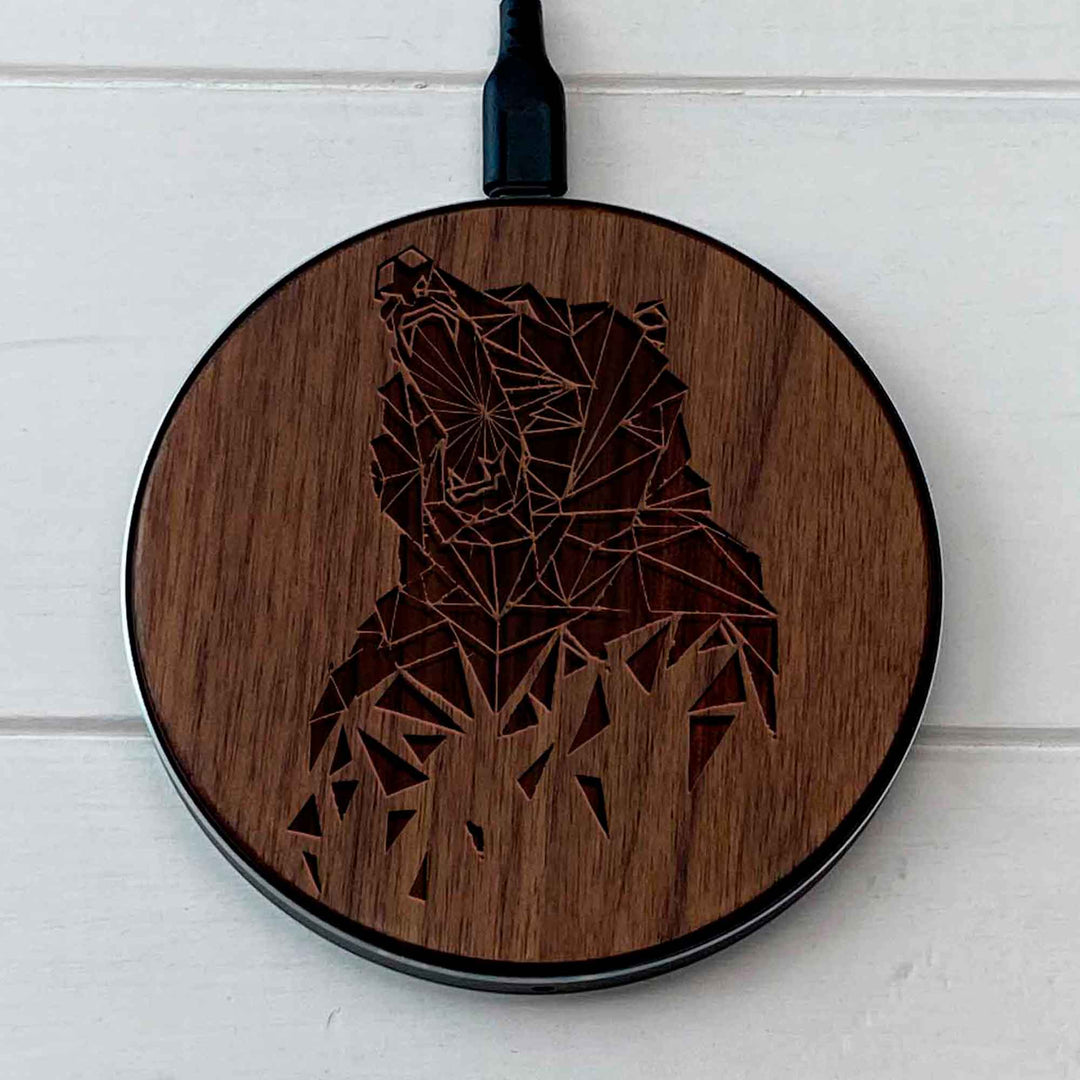 Wireless Fast Charger engraving Bear photo №5