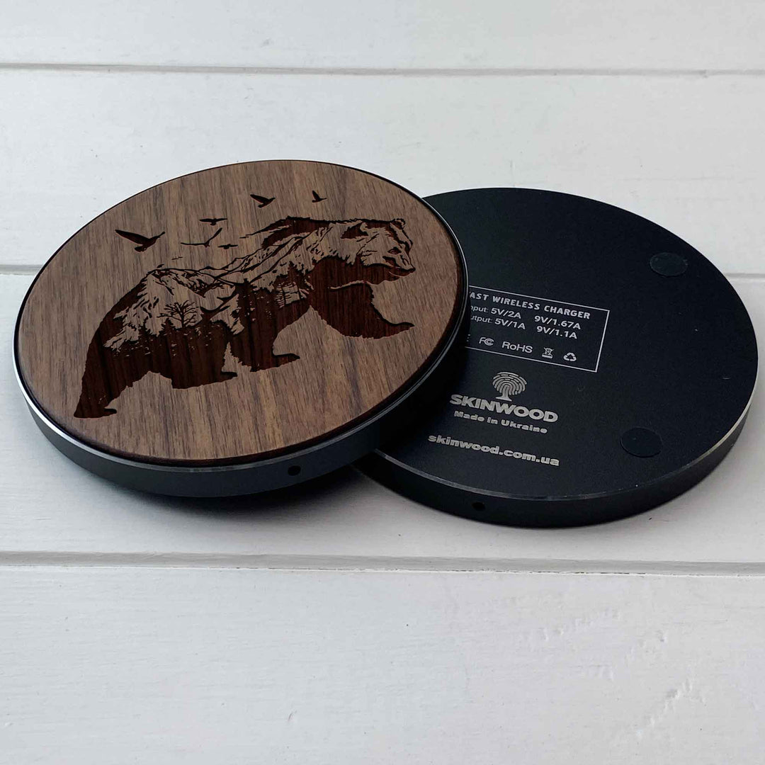 Wireless Fast Charger engraving Bear2 photo №7