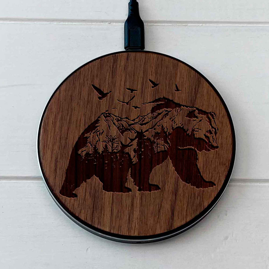 Wireless Fast Charger engraving Bear2 photo №5