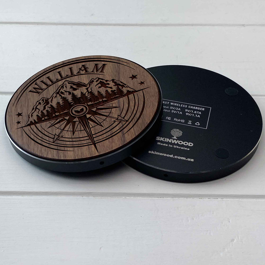 Wireless Fast Charger engraving Compass photo №8