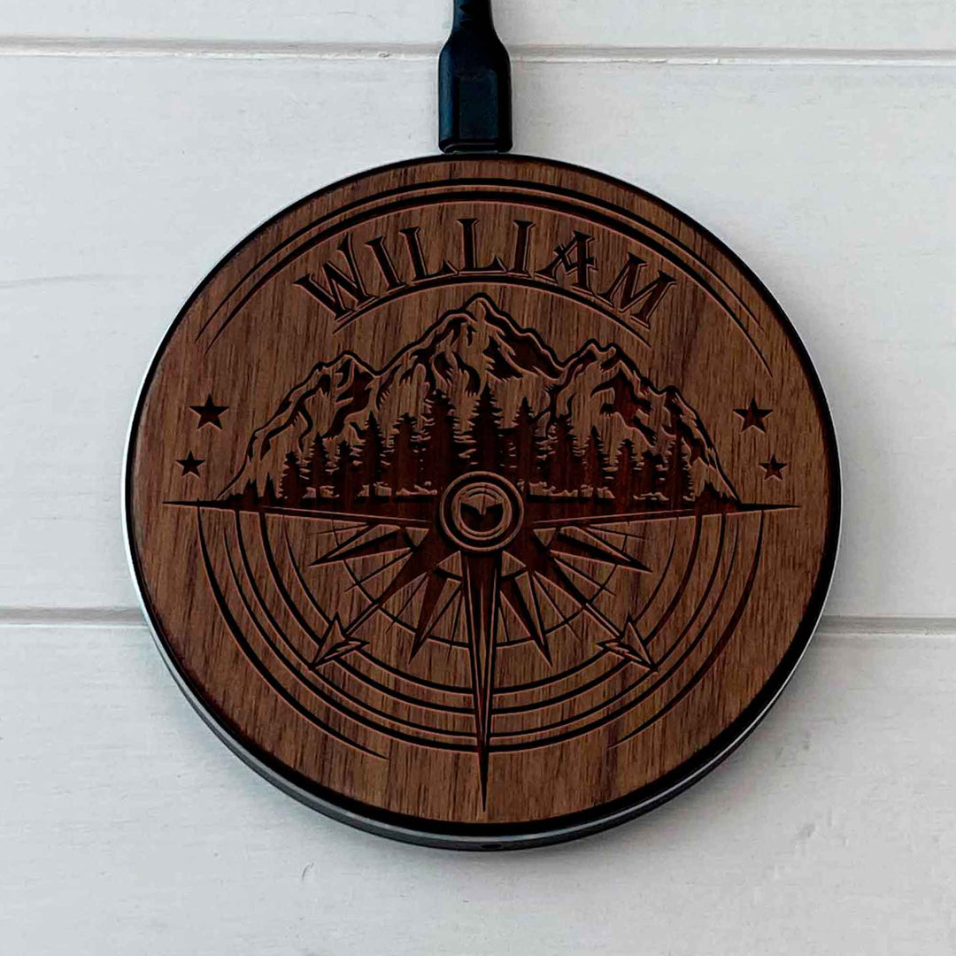 Wireless Fast Charger engraving Compass photo №2