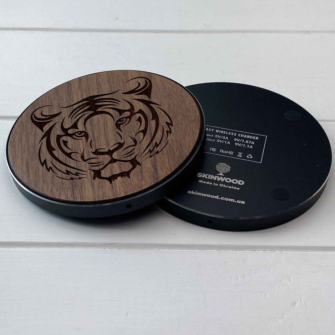 Wireless Fast Charger engraving Tiger photo №7