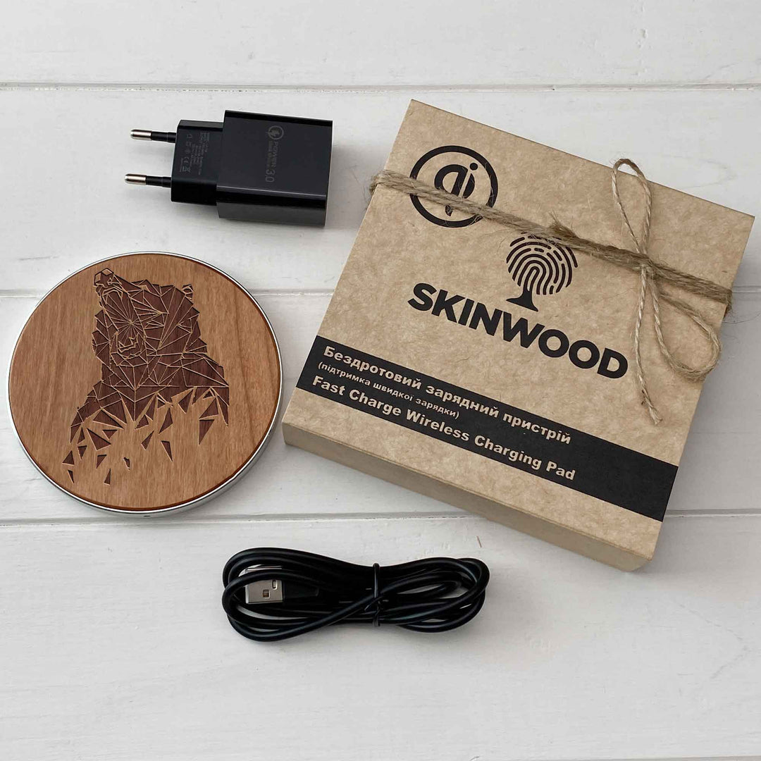 Wireless Fast Charger engraving Bear photo №10