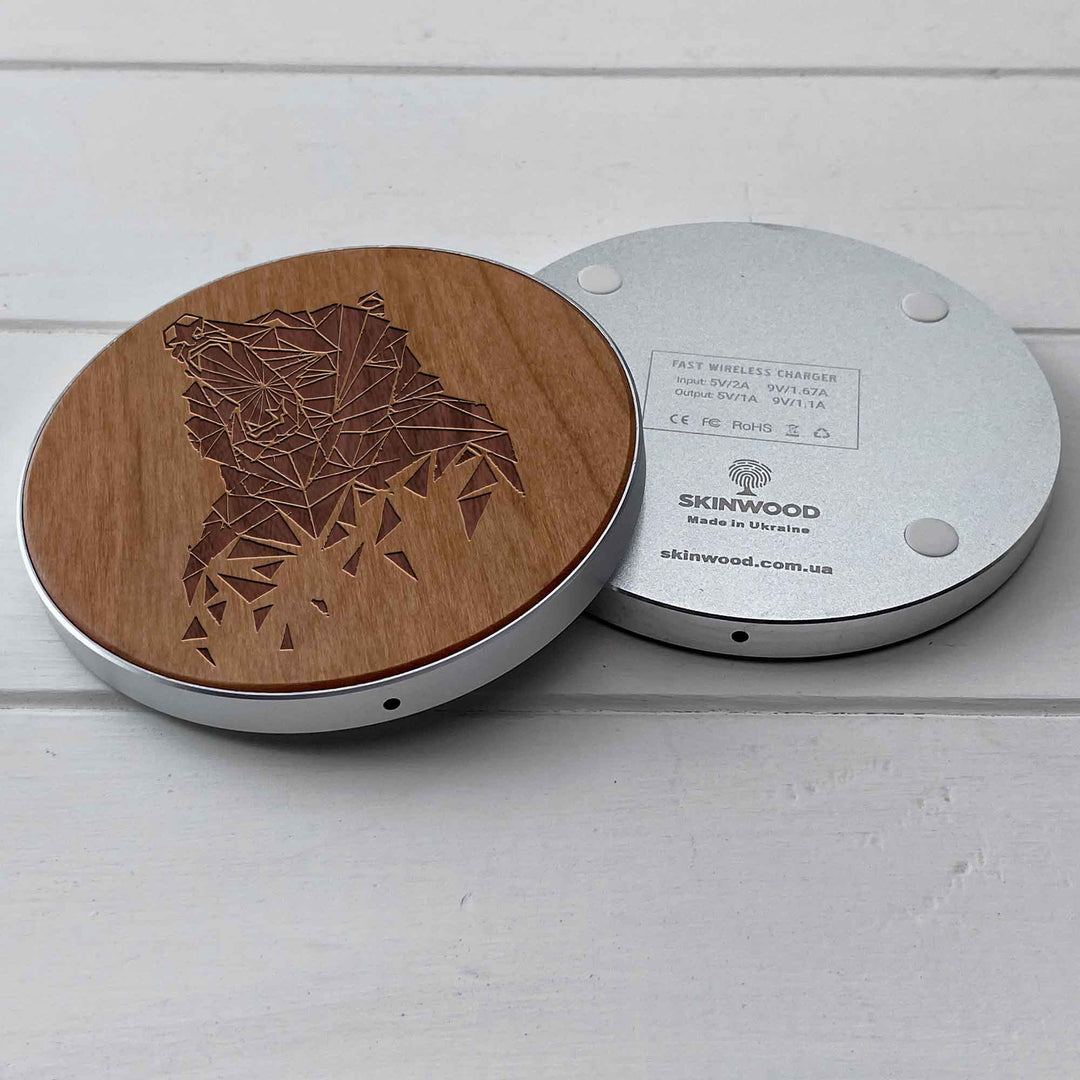 Wireless Fast Charger engraving Bear photo №8
