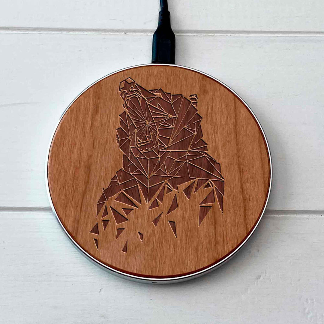 Wireless Fast Charger engraving Bear photo №6