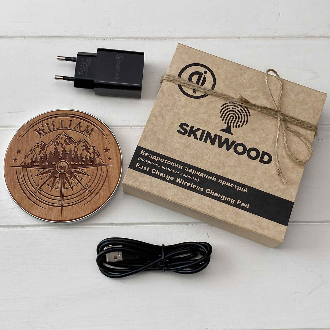 Wireless Fast Charger engraving Compass photo №10