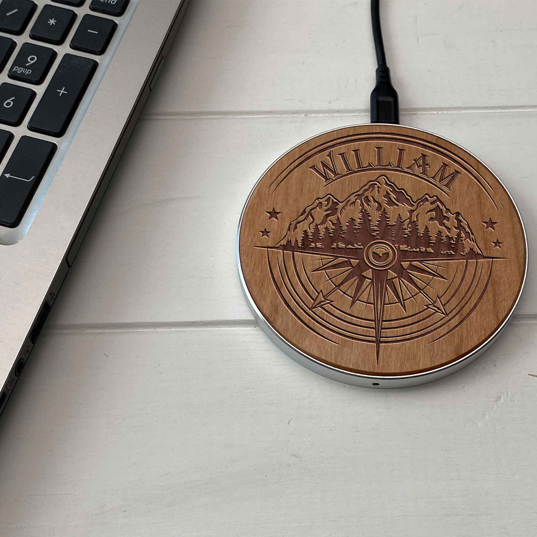 Wireless Fast Charger engraving Compass photo №5