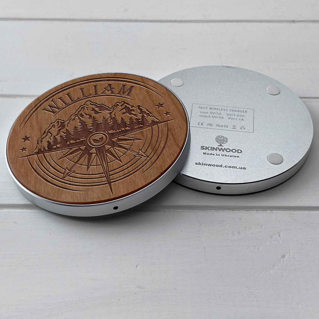 Wireless Fast Charger engraving Compass photo №7
