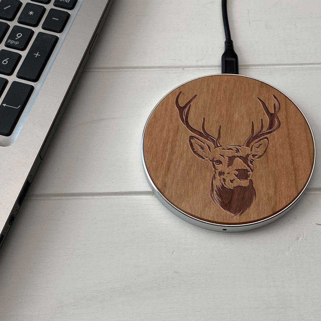 Wireless Fast Charger engraving Deer photo №2