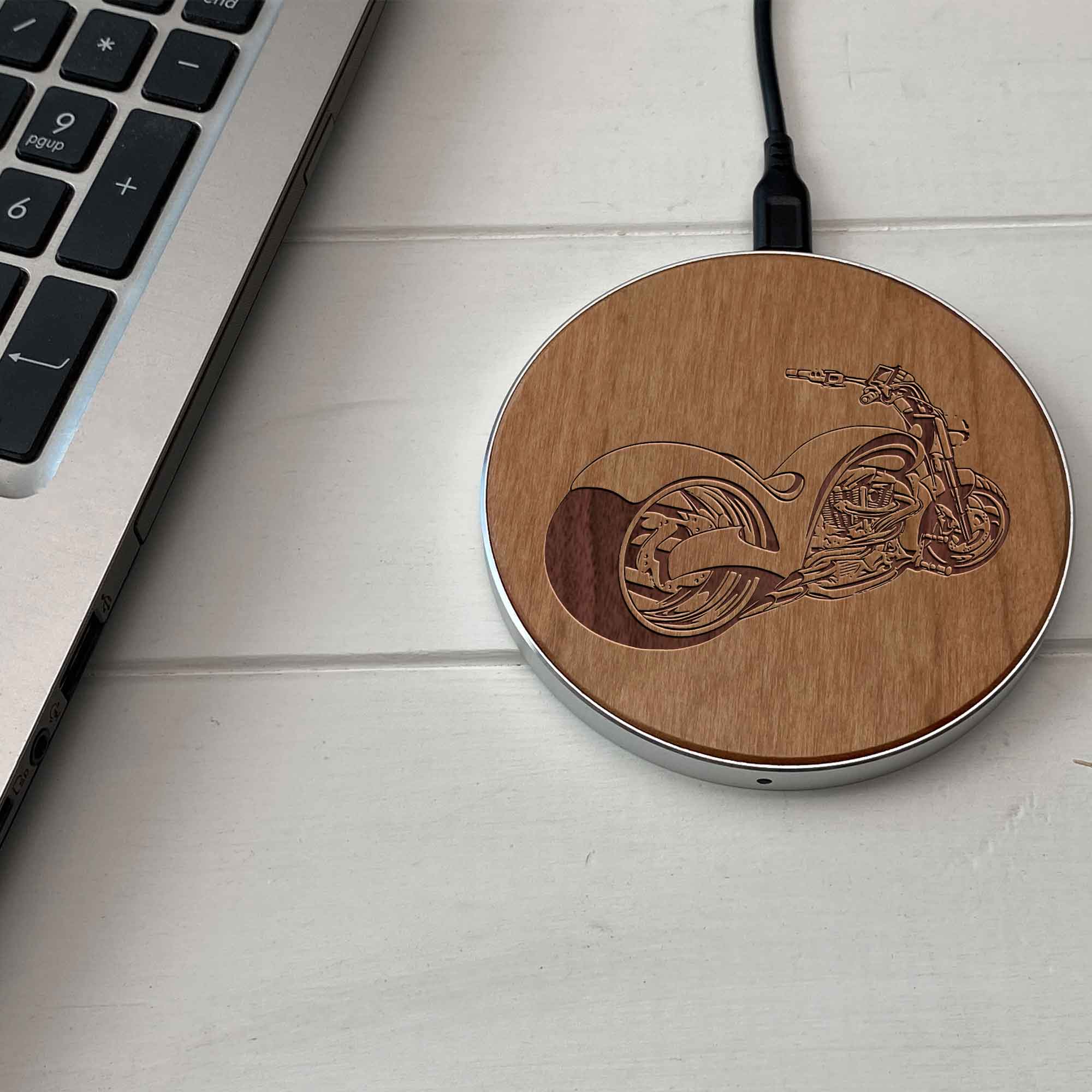 Wireless Fast Charger engraving Motobike