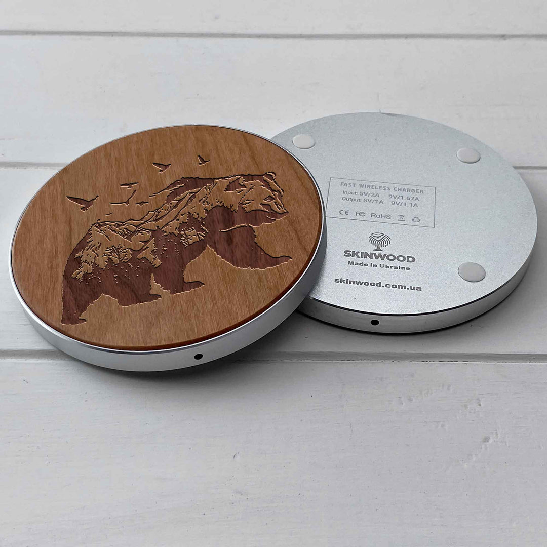 Wireless Fast Charger engraving Bear2 photo №8