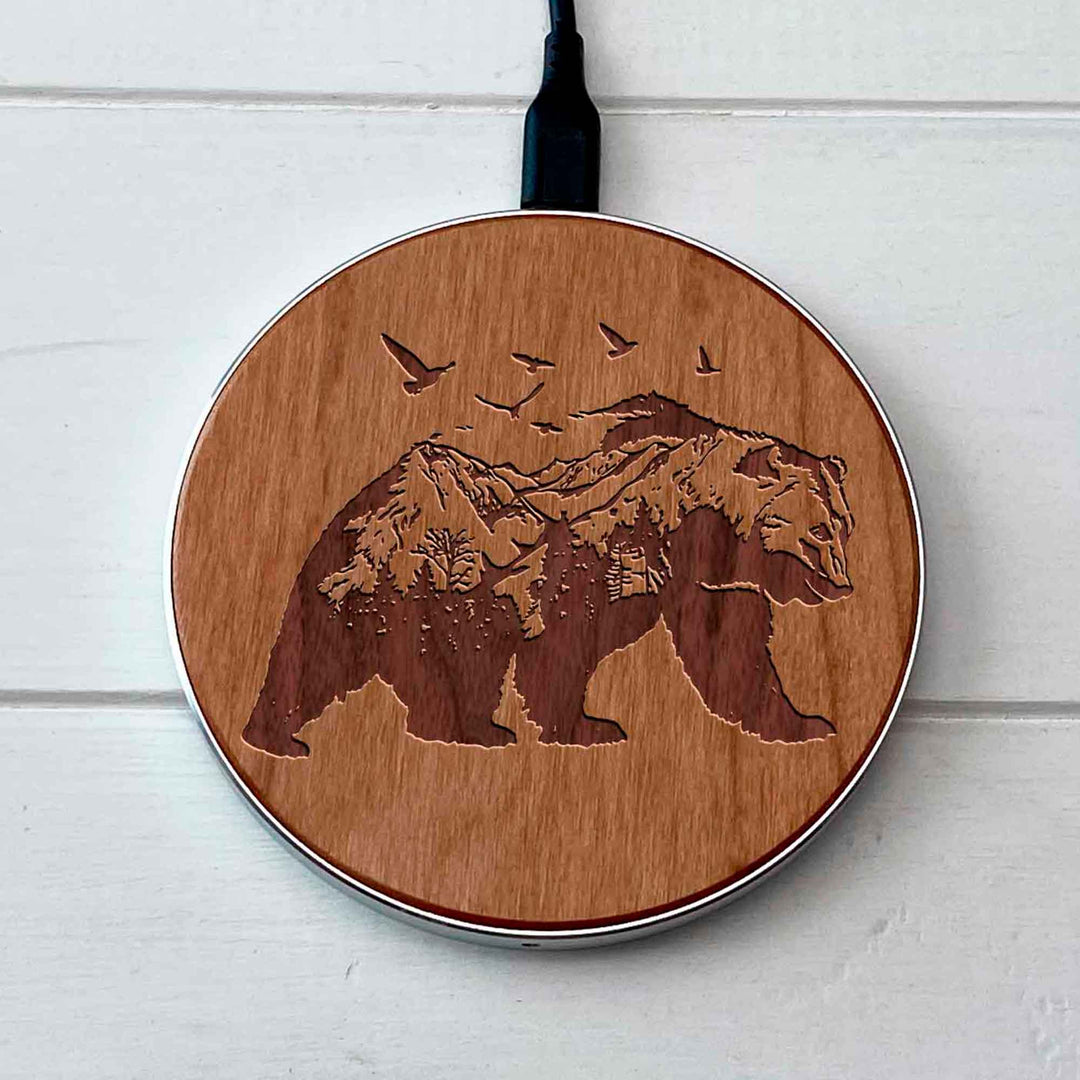 Wireless Fast Charger engraving Bear2 photo №6