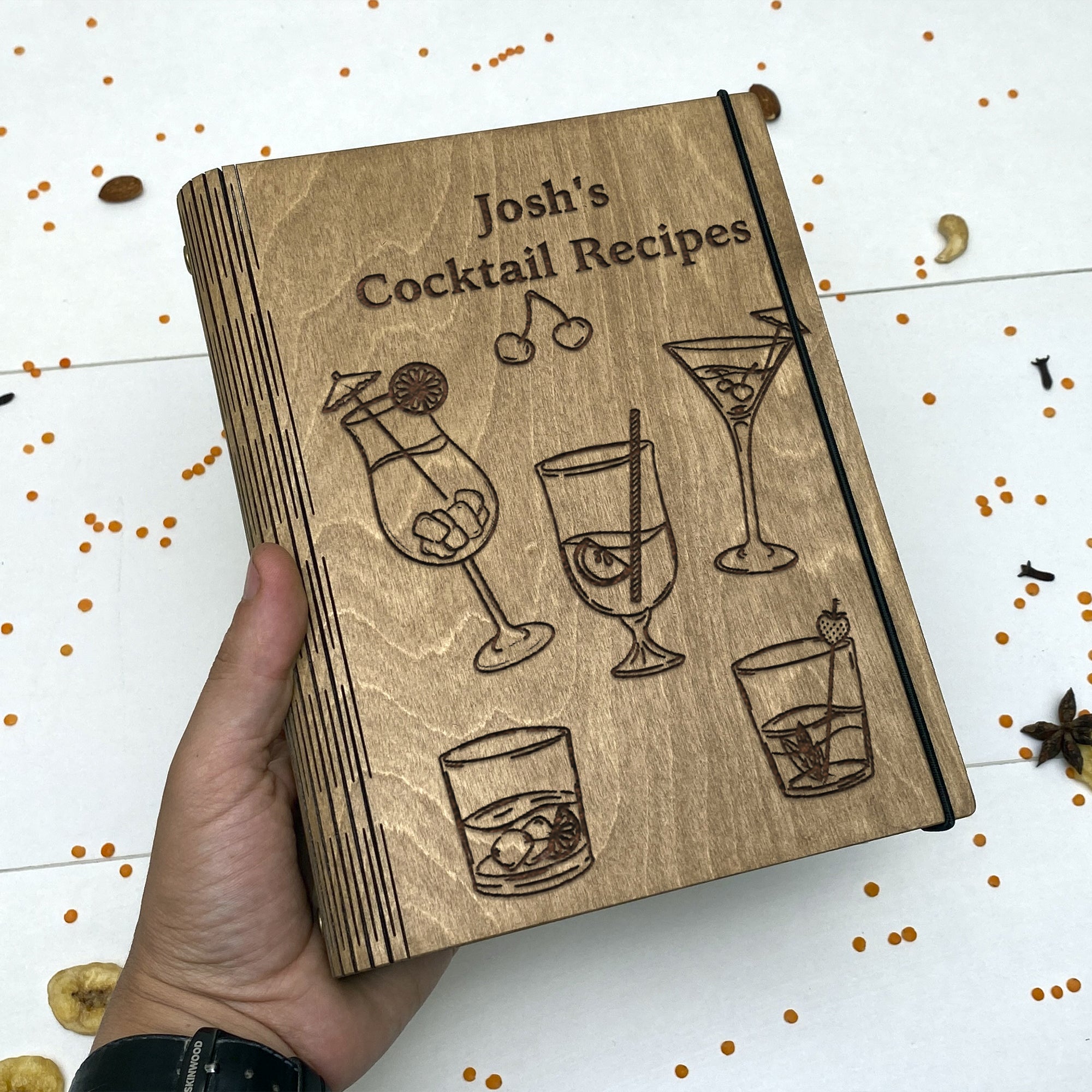Cocktail recipe book Free custom engraving