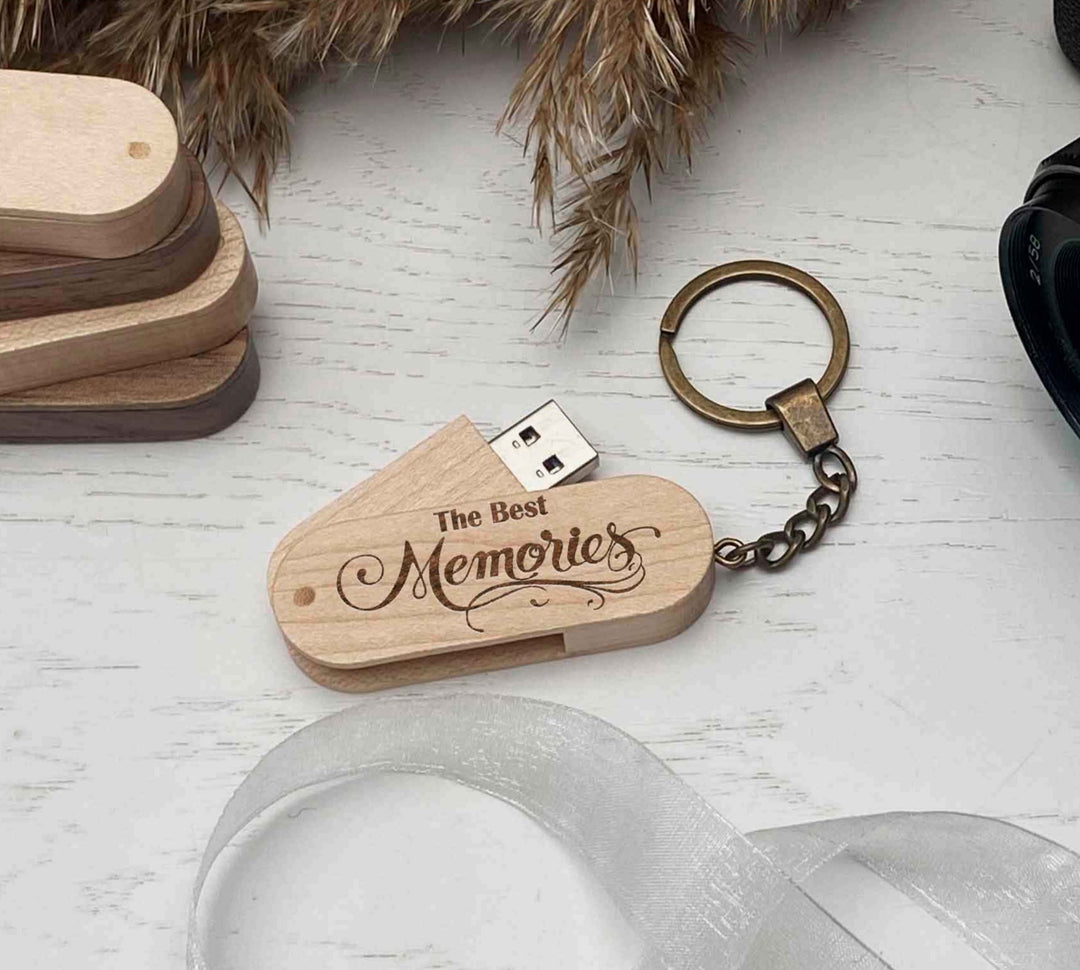 Wood USB flash drive key ring Personal engraving Memories photo №4