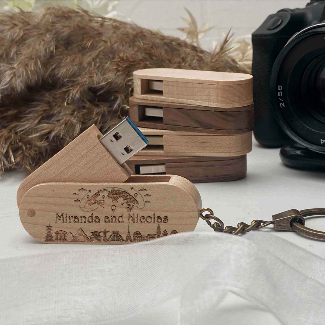 Wood USB flash drive key ring Personal engraving Travel photo №3
