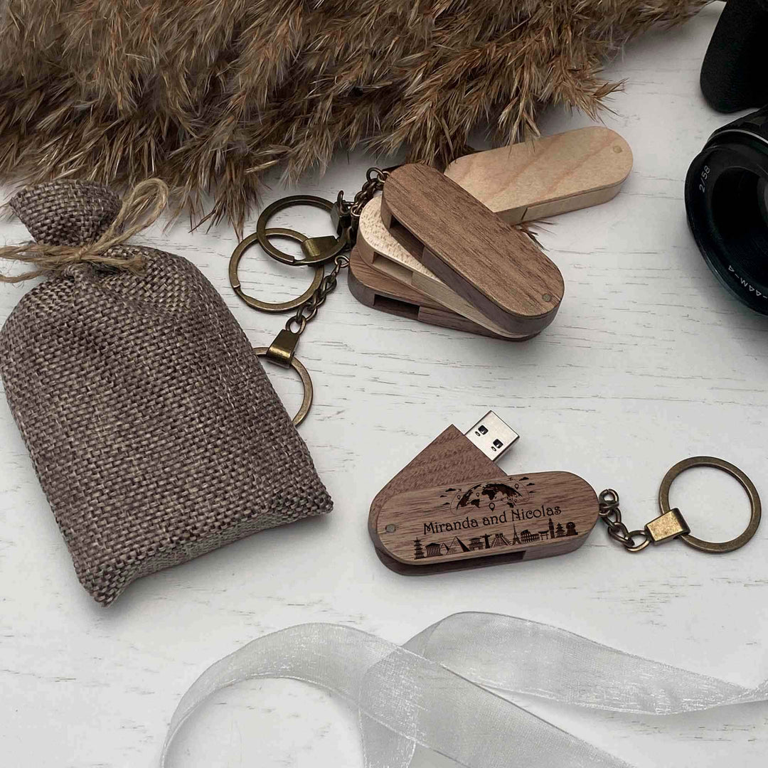 Wood USB flash drive key ring Personal engraving Travel photo №4