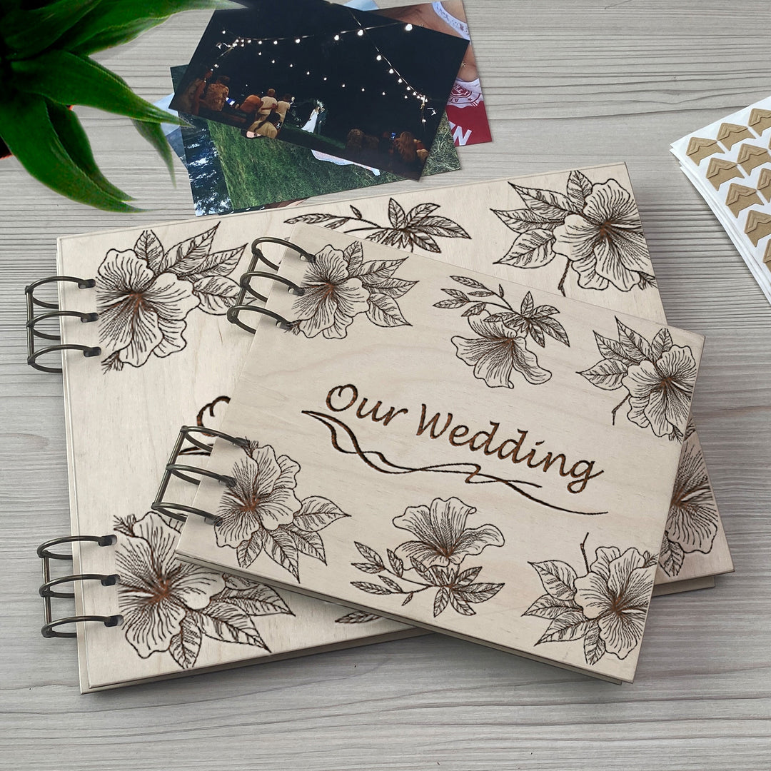 Personalized photo album cover and Magnolias map engraving photo №12