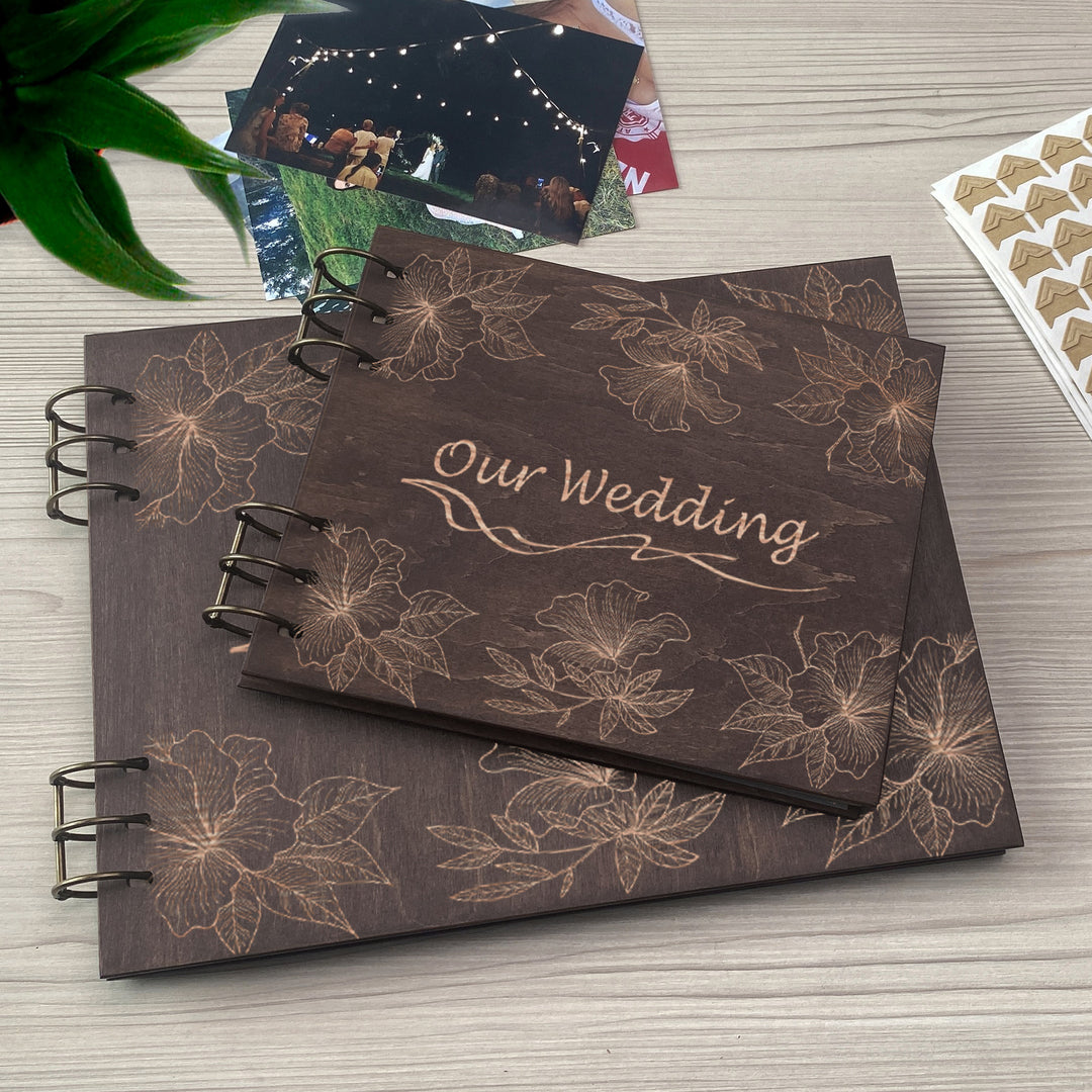 Personalized photo album cover and Magnolias map engraving photo №14