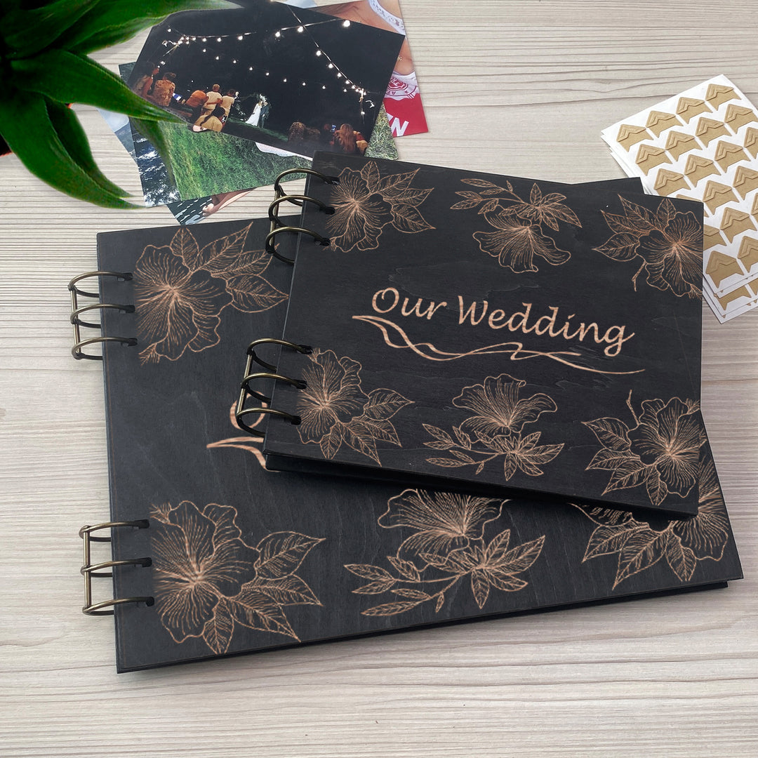 Personalized photo album cover and Magnolias map engraving photo №15