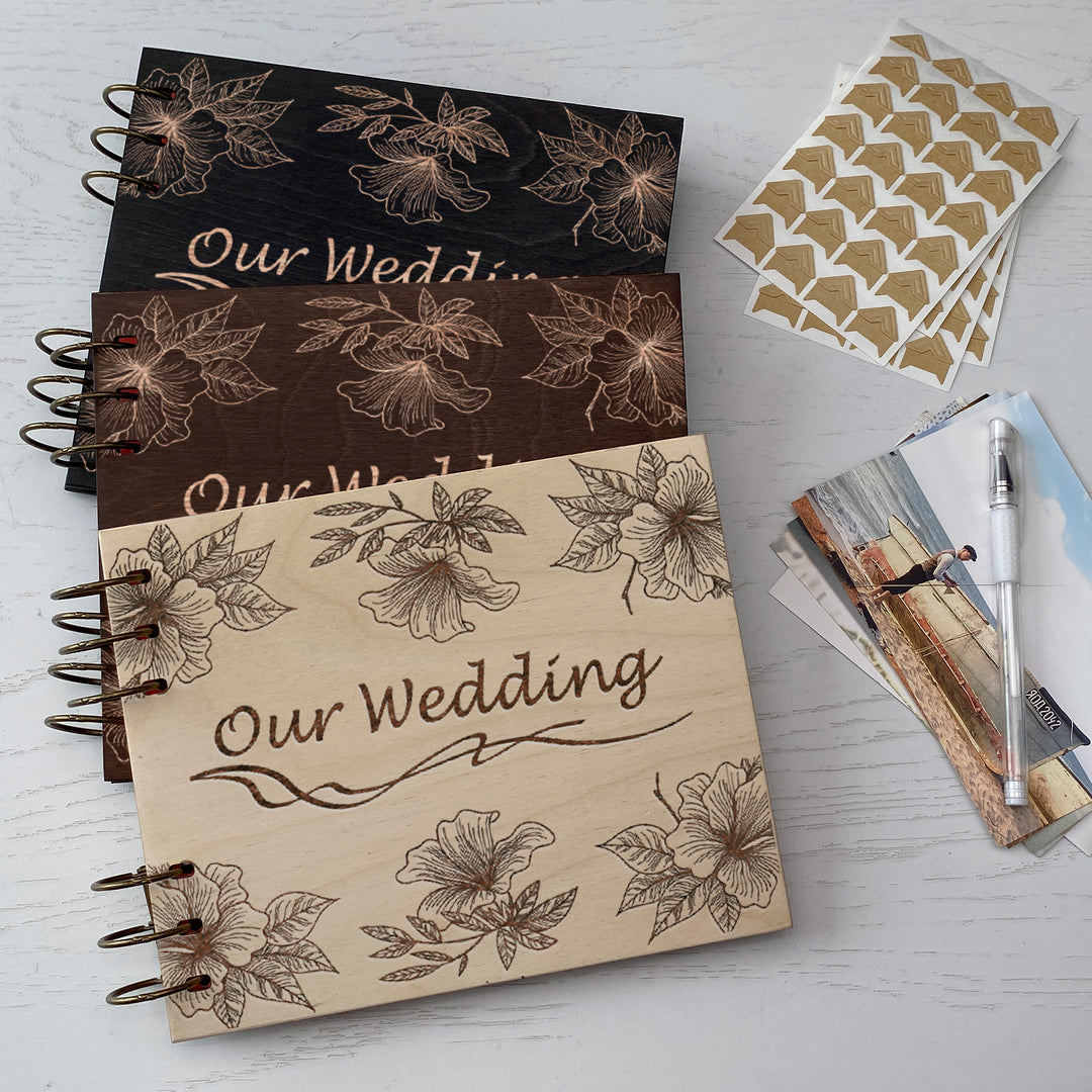 Personalized photo album cover and Magnolias map engraving photo №4