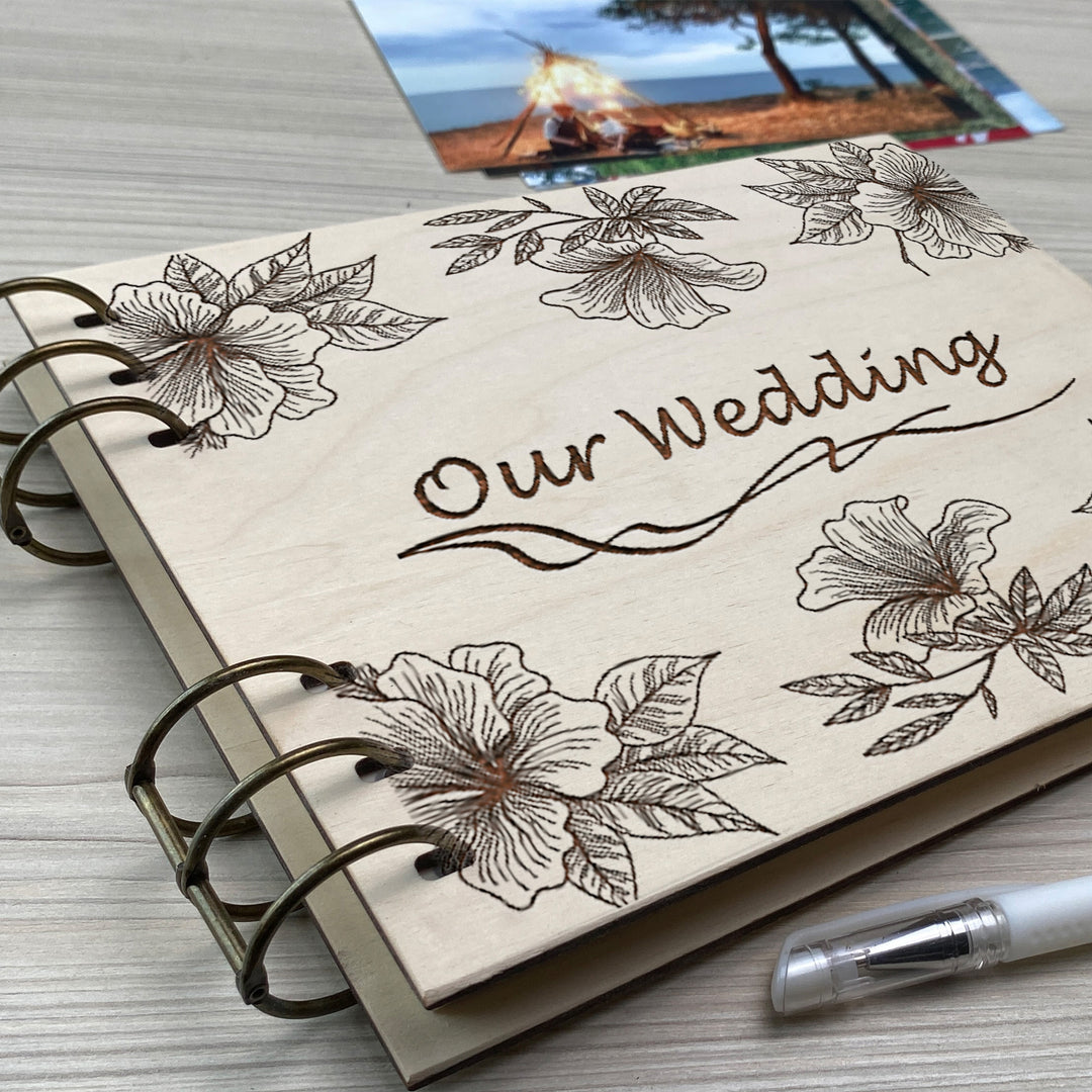 Personalized photo album cover and Magnolias map engraving photo №11