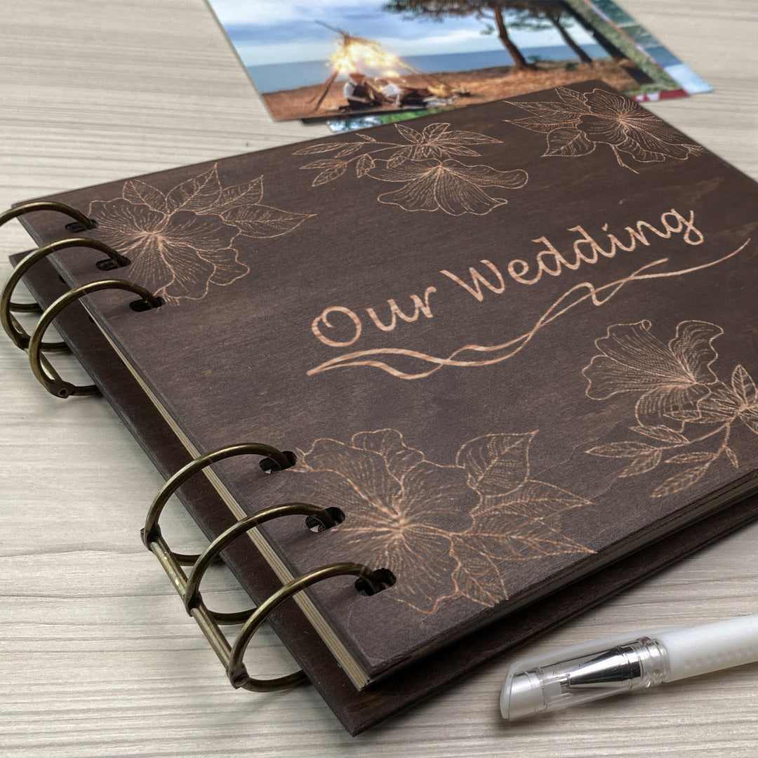 Personalized photo album cover and Magnolias map engraving photo №13