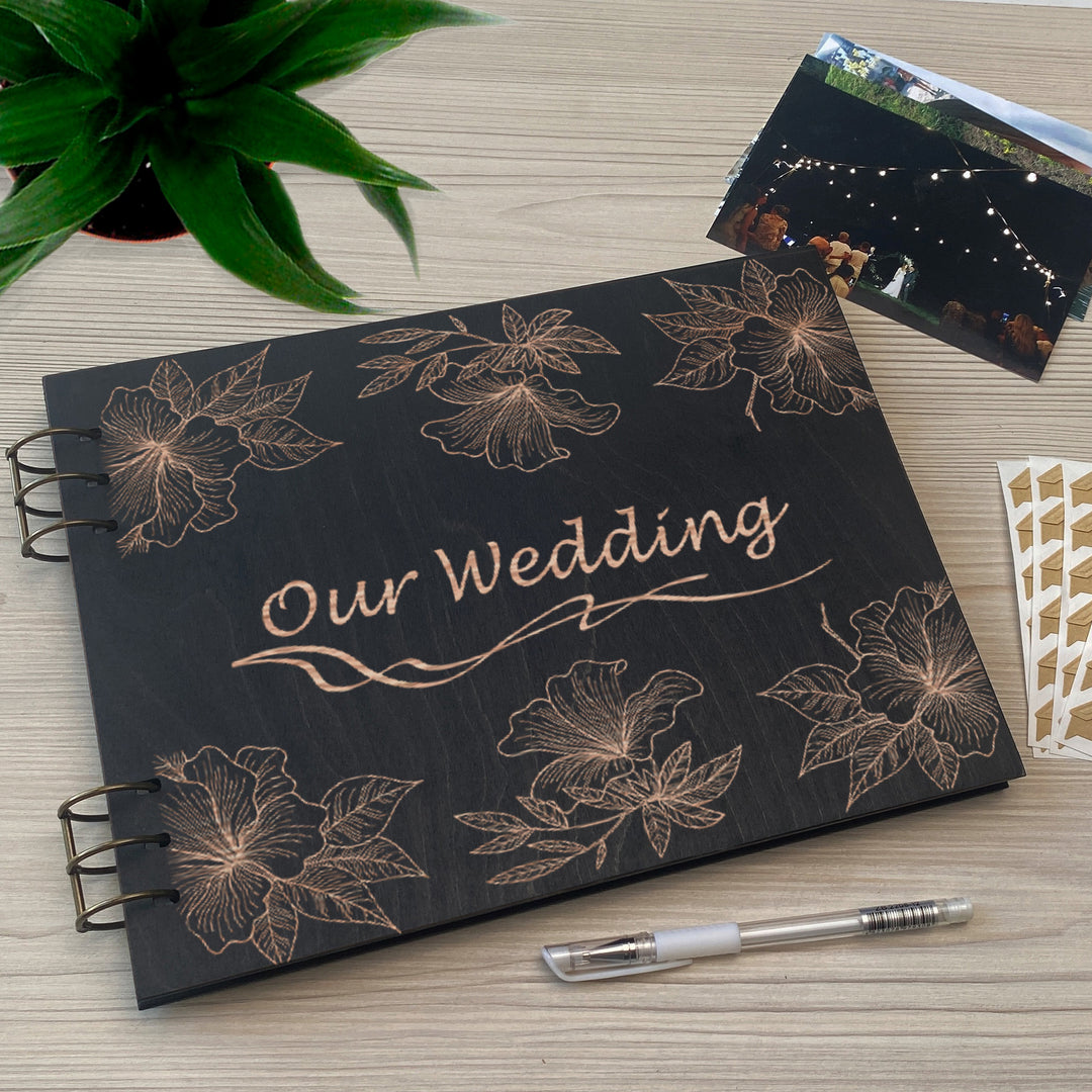 Personalized photo album cover and Magnolias map engraving photo №3