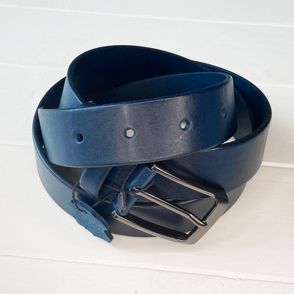 Leather Belt Blue Personalized engraving photo №3