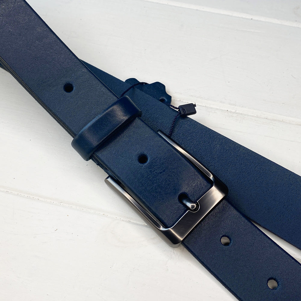 Leather Belt Blue Personalized engraving photo №7