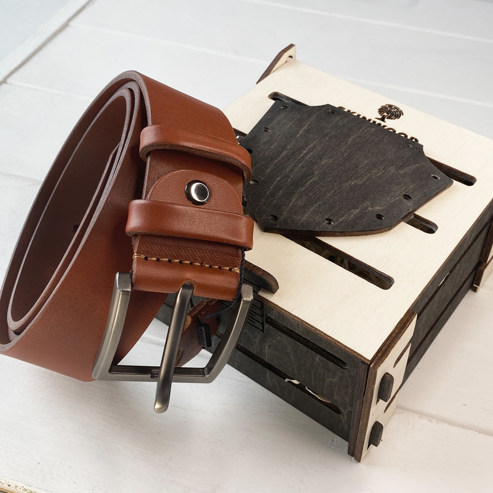 Leather Belt Brown Personalized engraving
