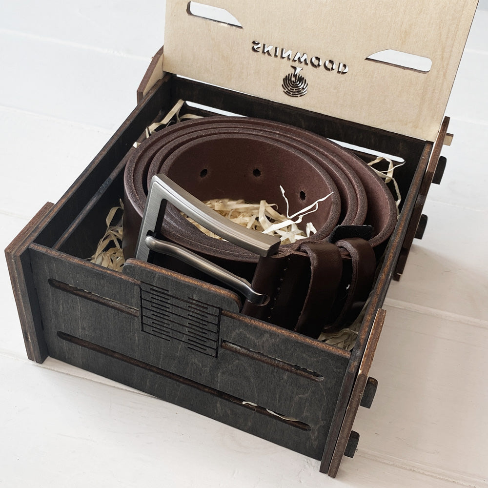 Leather Belt Chocolate Personalized engraving photo №5
