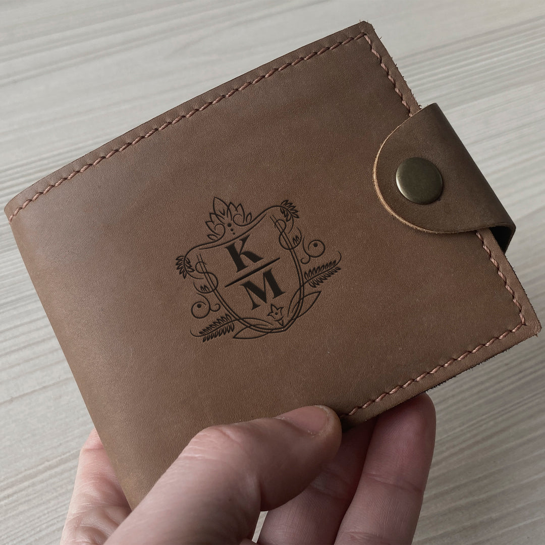 Personalized Leather wallet Inicials Engraved photo №2