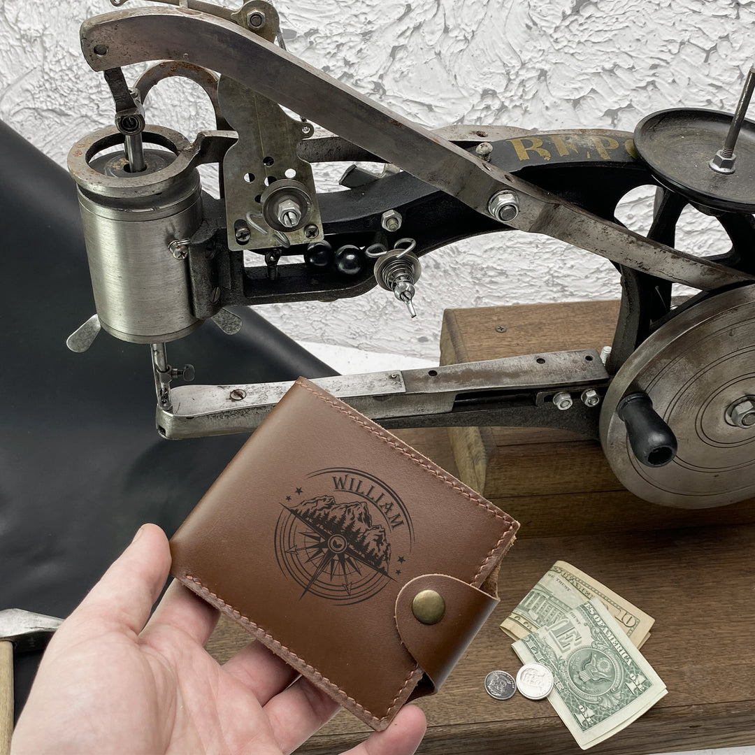 Personalized Leather wallet Names Engraved photo